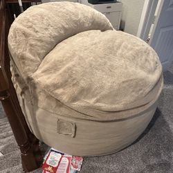 BRAND NEW (1 In Box— 2 Available) CordaRoys Adult Bean bag chair (Nest Bunny Fur) Convertible Bean Bag:bed (NEW)