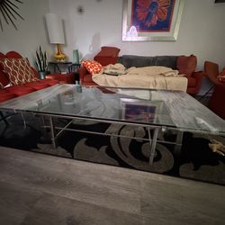 Metal glass table