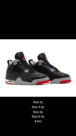 Jordan 4 Bred Reimagined Gs Sizes 6y/ 6.5y/ 7y