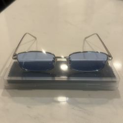 New Retro Vintage Unisex Sunglasses (Silver Frames/Blue Lens)
