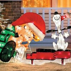 Home Sensibles, Christmas Yard Art Decorations, Measures: 32", Lighted Schroeder and Snoopy at the Piano, Outdoor Yard Decoration, Retired, Brand New.