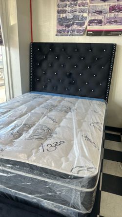 Queen size bed and mattress