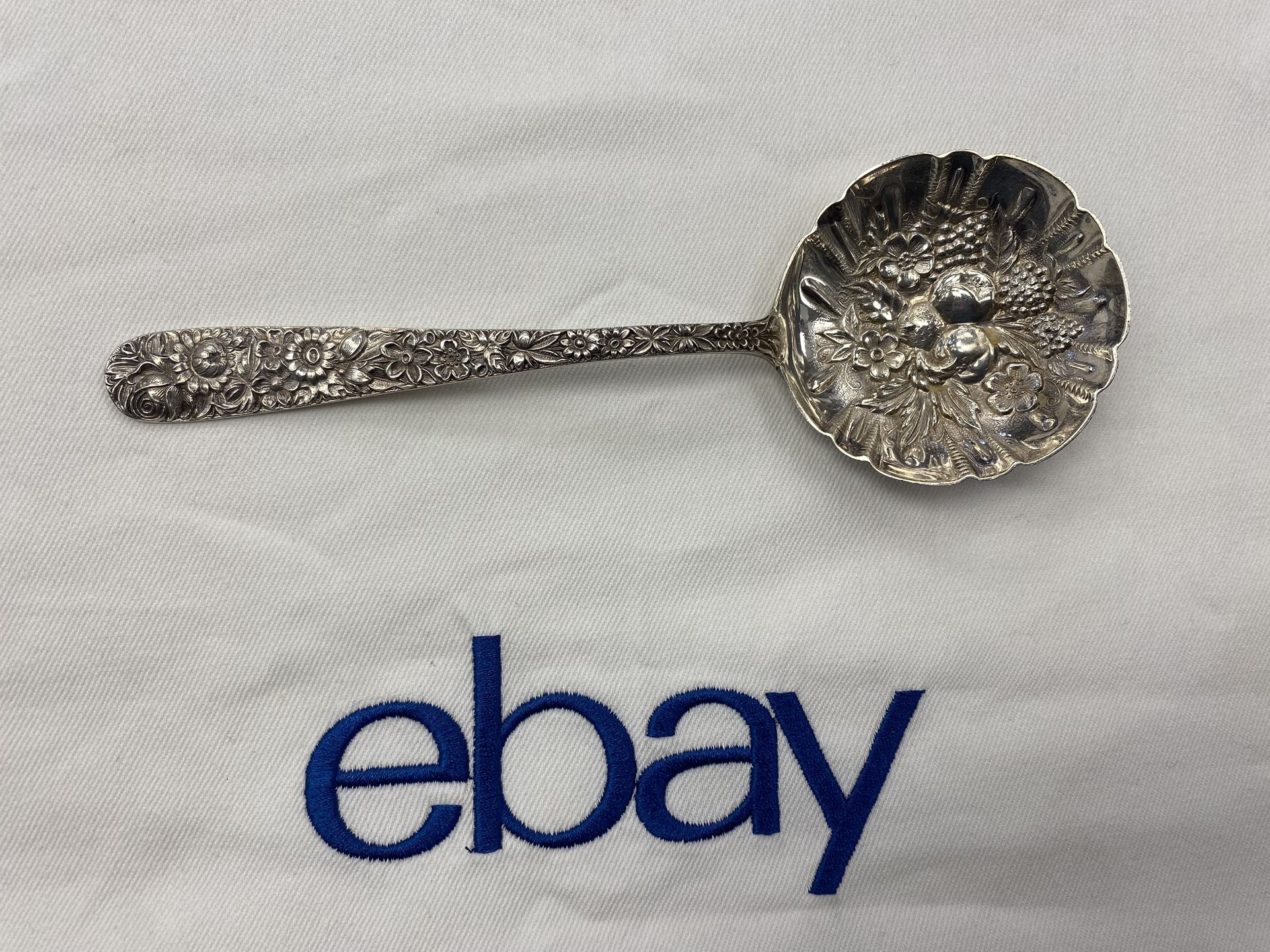 Vintage Kirk Son Sterling Silver Repousse Berry Spoon 1/2
