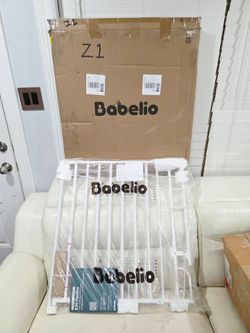 NEW!!! Babelio Removable Baby Gate for Stairs No Bottom Bar, 29-43", 30" H, White