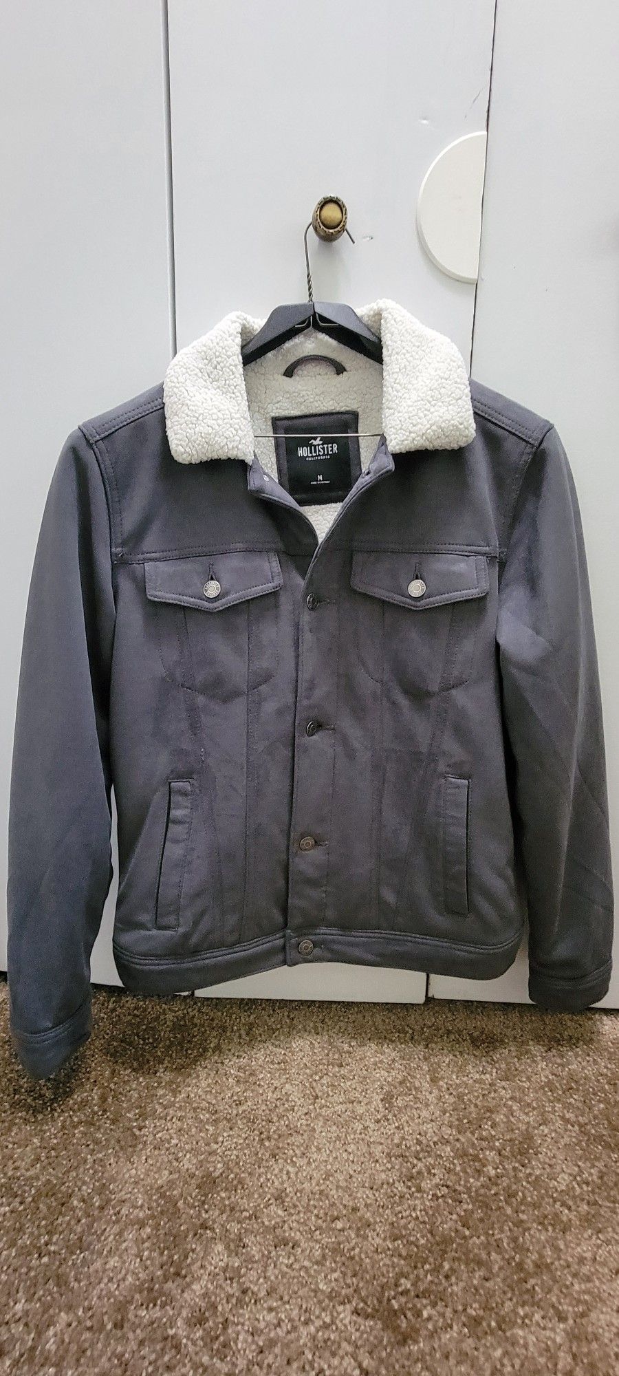Men's Sherpa-Lined Faux Suede Trucker Jacket