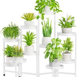 Plant Stand Indoor Outdoor, 10 Tier Corner Metal Flower Display Holder Shelf, Easy Assembly Folding Tall Orchid Rack for Patio Balcony Porch Garden Li