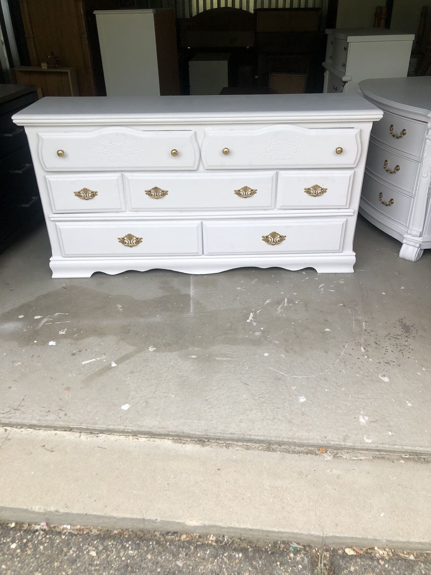 White 7 Drawer Dresser Solid Wood