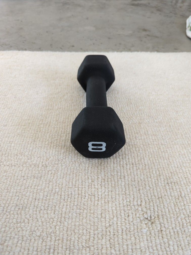 8 lb Dumbbell (Single) (Black Neoprene Coated)