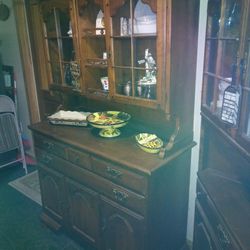 Solid Wood China Cabinet.  Comes In 2 Pieces. 