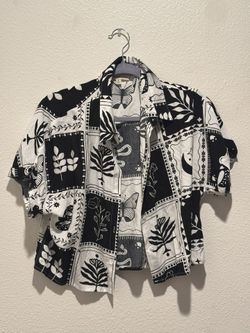 Collar Black And White Button Down Shirt