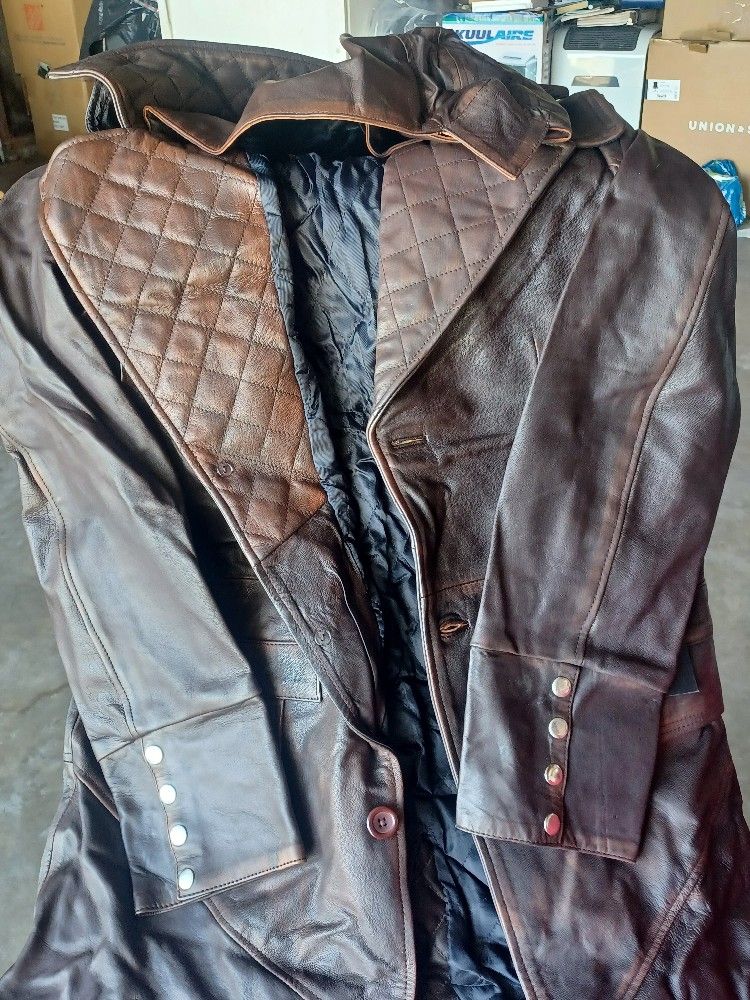 Assassin Creed Syndicate Jacob Frye Michael Fressbender Brown Leather Trench Coats. Available In Different Sizes