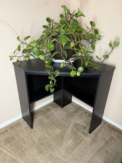 Black Corner Desk with Storage Shelves