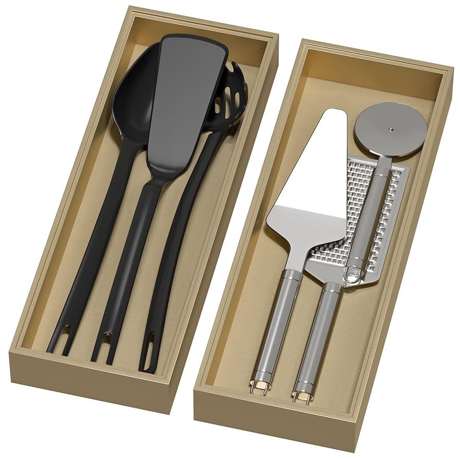 LIXPLE Bamboo Drawer Organizer for Kitchen Drawer, Utensil Organizer, 17"x6"x2" - 2 Pcs, Gold (NEW)