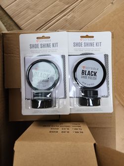 Lot Of 2 Sofsole Shoe Shine Kit Black 1.5 oz