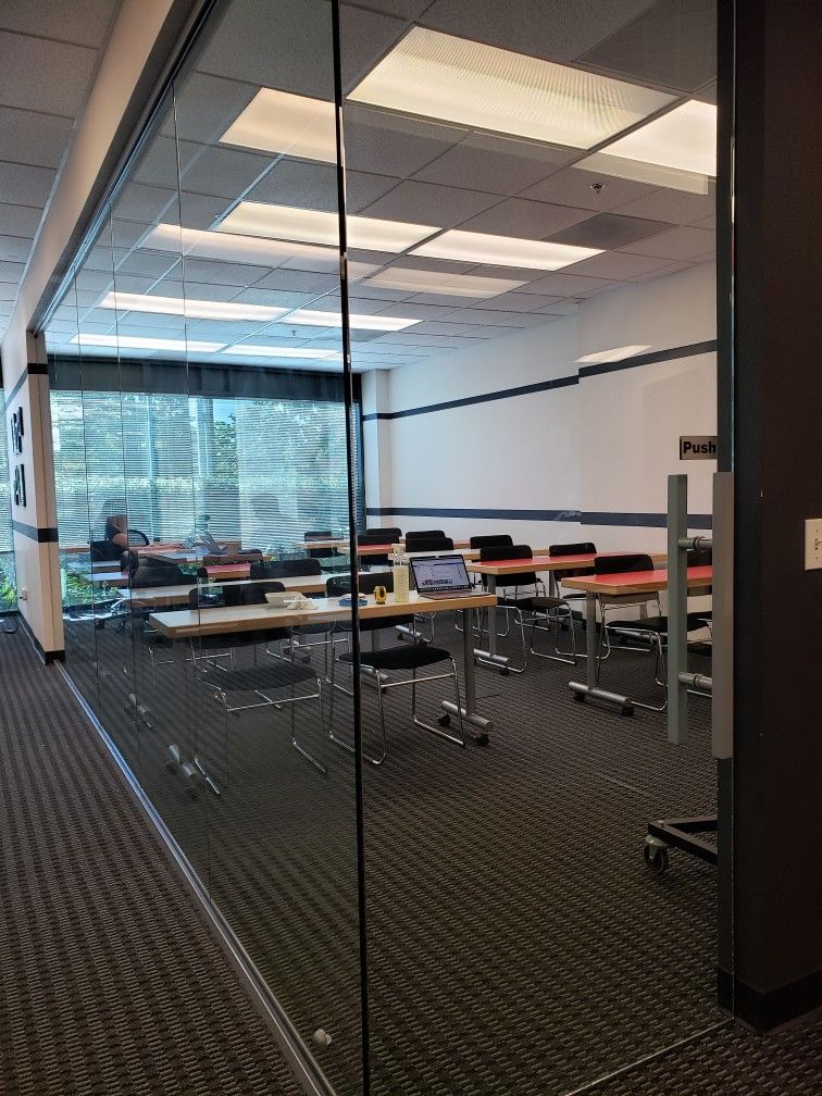 Glass Wall Panels – 8' x 4' Commercial Grade – Includes Door + Metal Track
