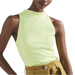 Anthro Maeve ribbed mock neck tank top Size Medium lime color