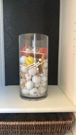 Golf Ball & Tees 12” Clear Vase