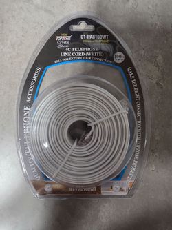 ​Brand New Topzone 100ft Telephone Line Cord (White) - $10
