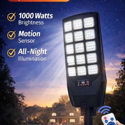10000 Lumens Solar Street Light 1000W Outdoor Motion Sensor w/ Remote