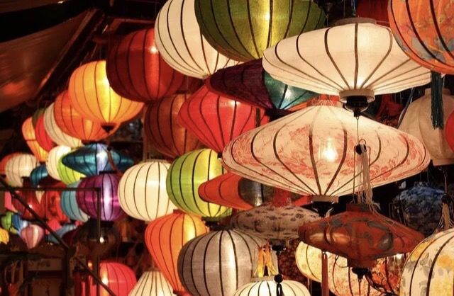 Set of 6 silk lanterns from Vietnam