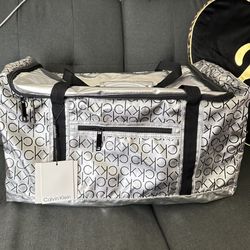 Calvin Klein Silver Duffle Bag NEW 