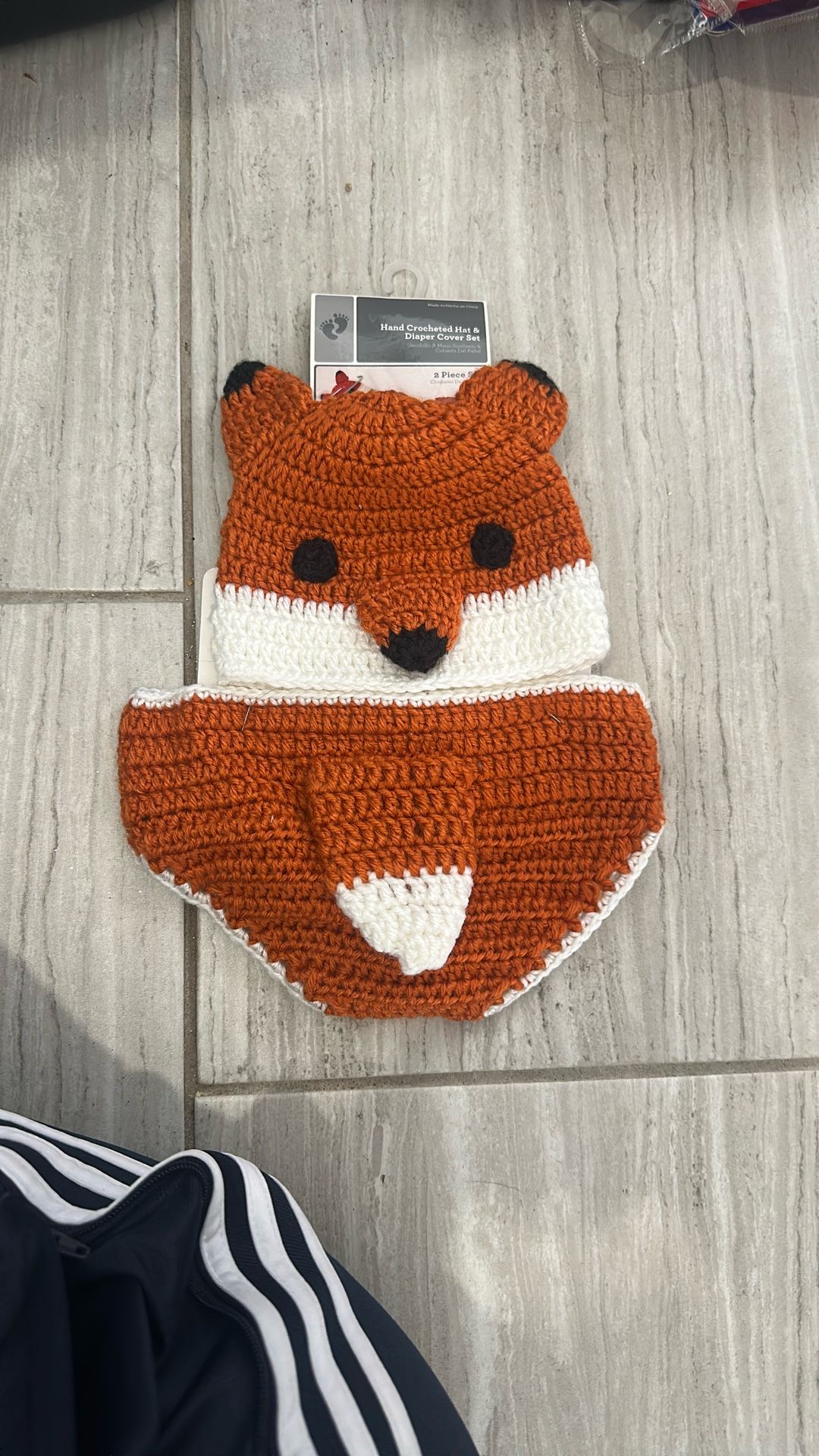 Little Fox Crocheted Hat and Diaper Cover Set