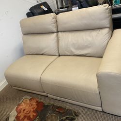 NEW BEIGE LEATHER 2 PIECE “PARTIAL”  POWER