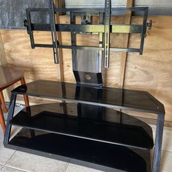 Elegant Black Glass TV Stand + Swivel Mount | eTEC