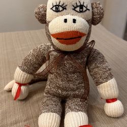 Sock Monkey with Hat - 17” Tall  