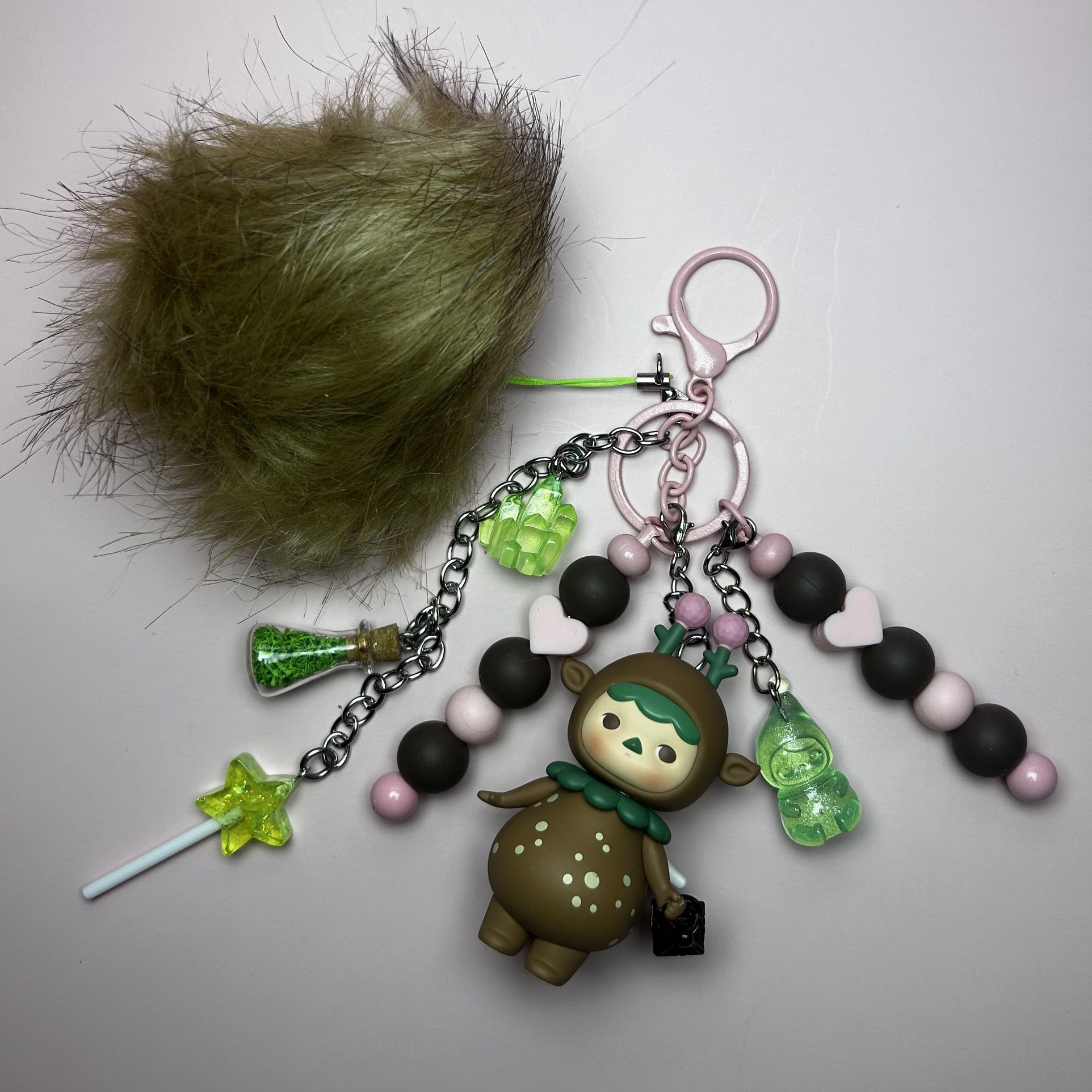 POP MART PUCKY Forest Fairies Deer Fairy keychain with mini Pucky Pop Bean
