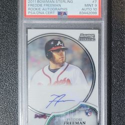🔥Pop 2 PSA 9,10 Auto Rc Freddie Freeman 2011 Bowman Sterling Rookie Autograph💙