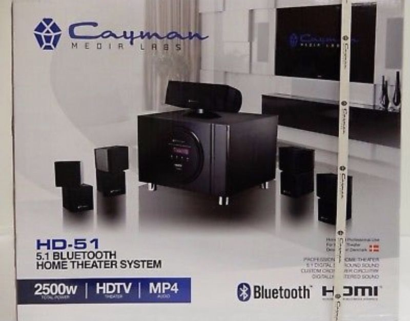 Home Theater System - Cayman Media Labs HD-51 5.1 - Bluetooth 2500W Total Power