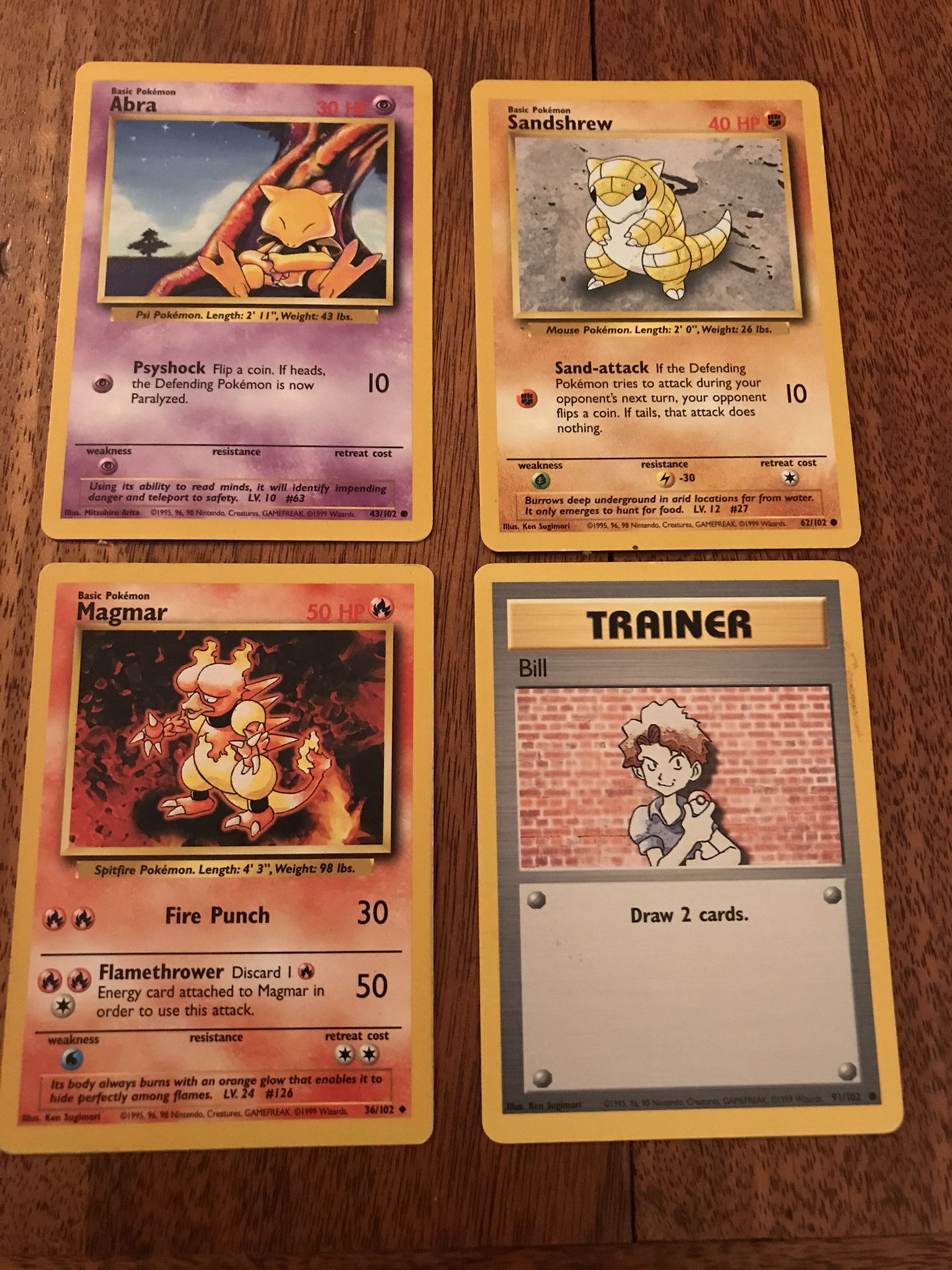 Pokemon Original Base Set Four Cards Included