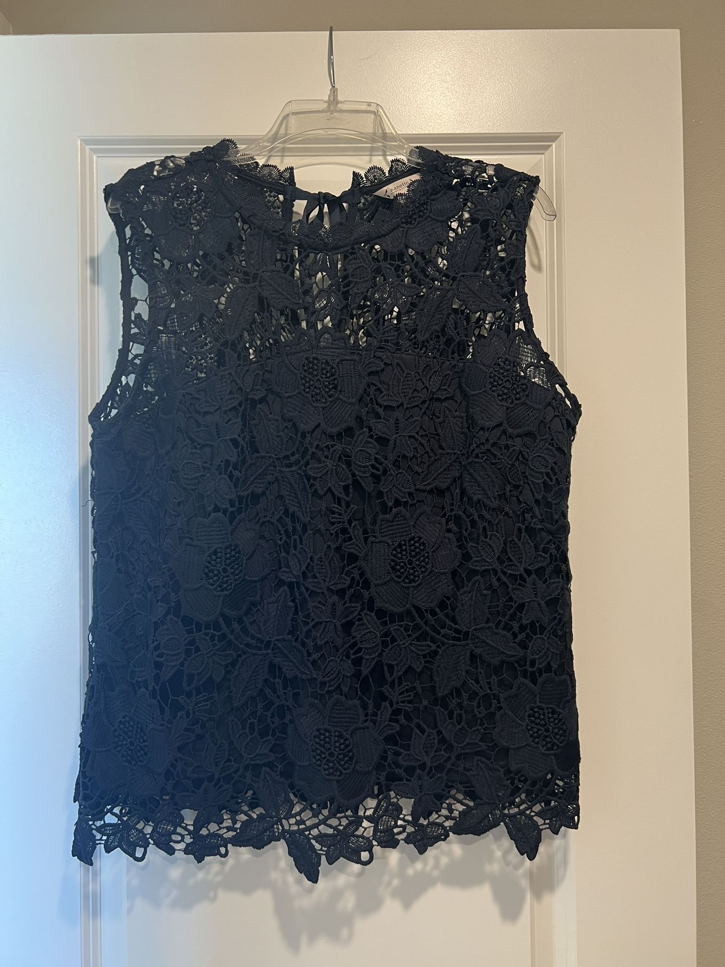 Beautiful Dark Navy , Lace overlay , special occasion blouse