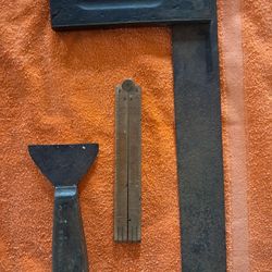 Antique Square, Ruler & Putty Knife