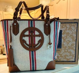 Brighton Captain Leather & Canvas Handbag, NEW UNUSED!