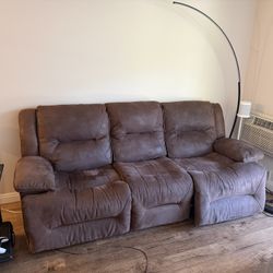 Brown Microfiber Reclining Sofa 87”