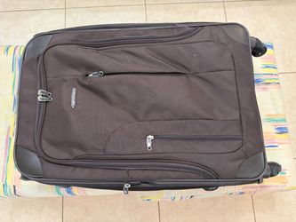 Large Brown Soft-Side Rolling Suitcase