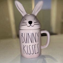 NEW RAE DUNN BUNNY KISSES PINK MUG 