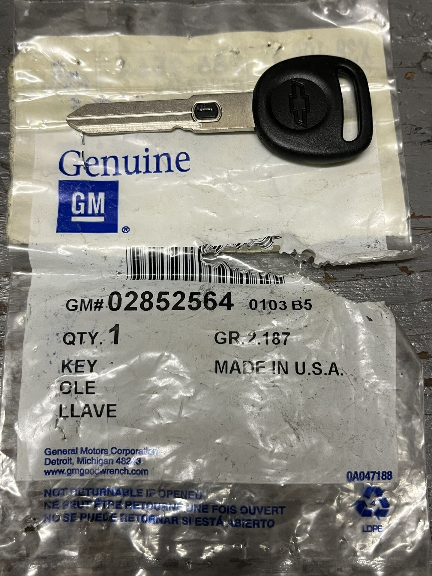 GM / Chevrolet Door Lock and Ignition VATS #10 Blank Key (OEM)
