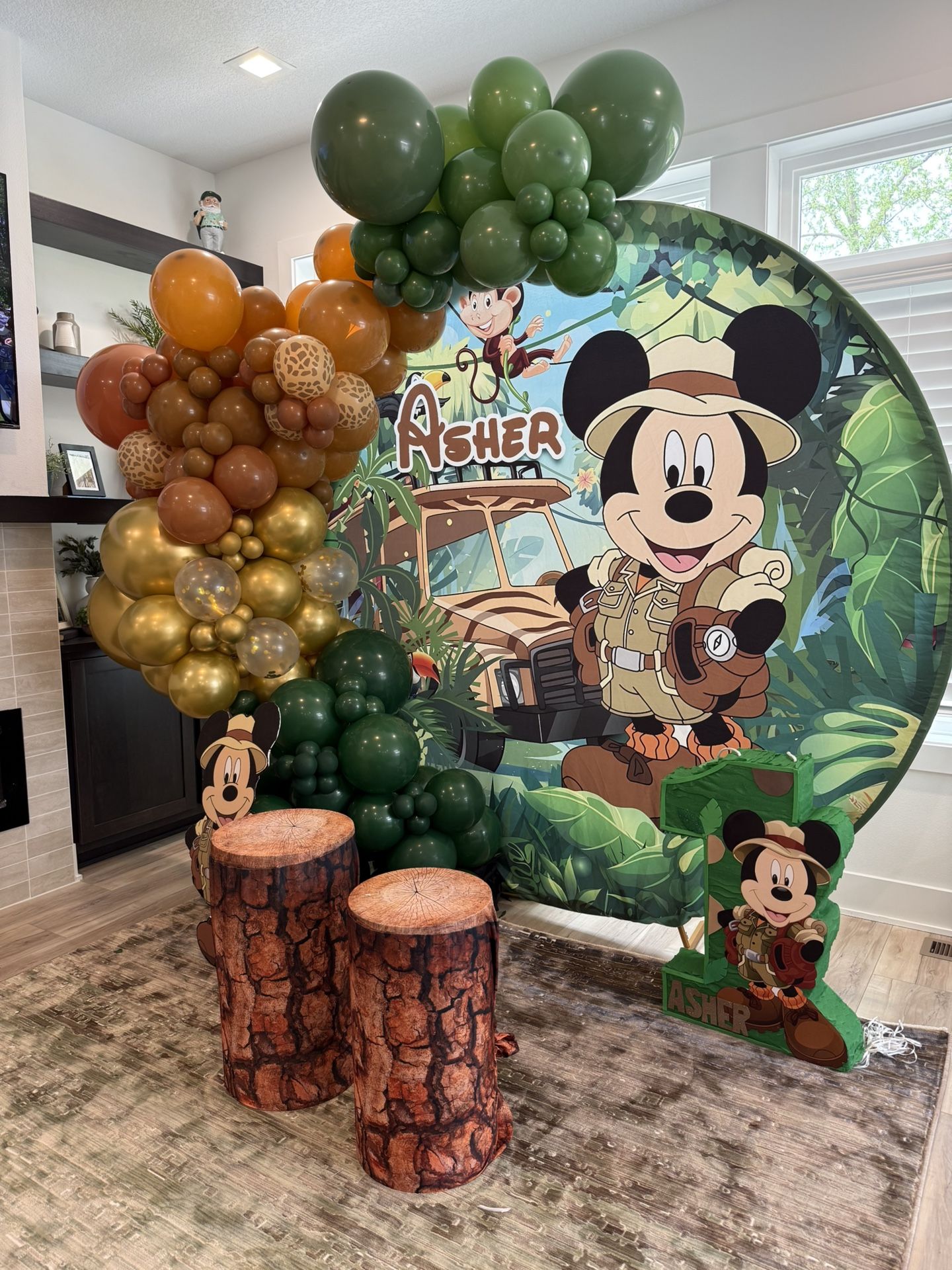 Mickey safari fabric for birthdays, and cylinder cover