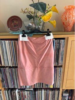 PRICE DROP: ANNE KLEIN, 6P, lined, SOFT PINK LAMBSKIN SUEDE, KNEE-LENGTH/MINI SK