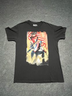 Marvel Captain America, Thor and Bucky Barnes graphic t-shirt. Black short sleeve