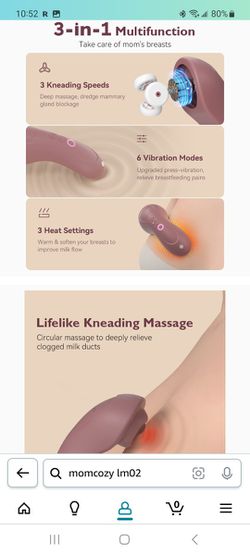 Momcozy - Warming and Vibration Lactation Massager - Rose
