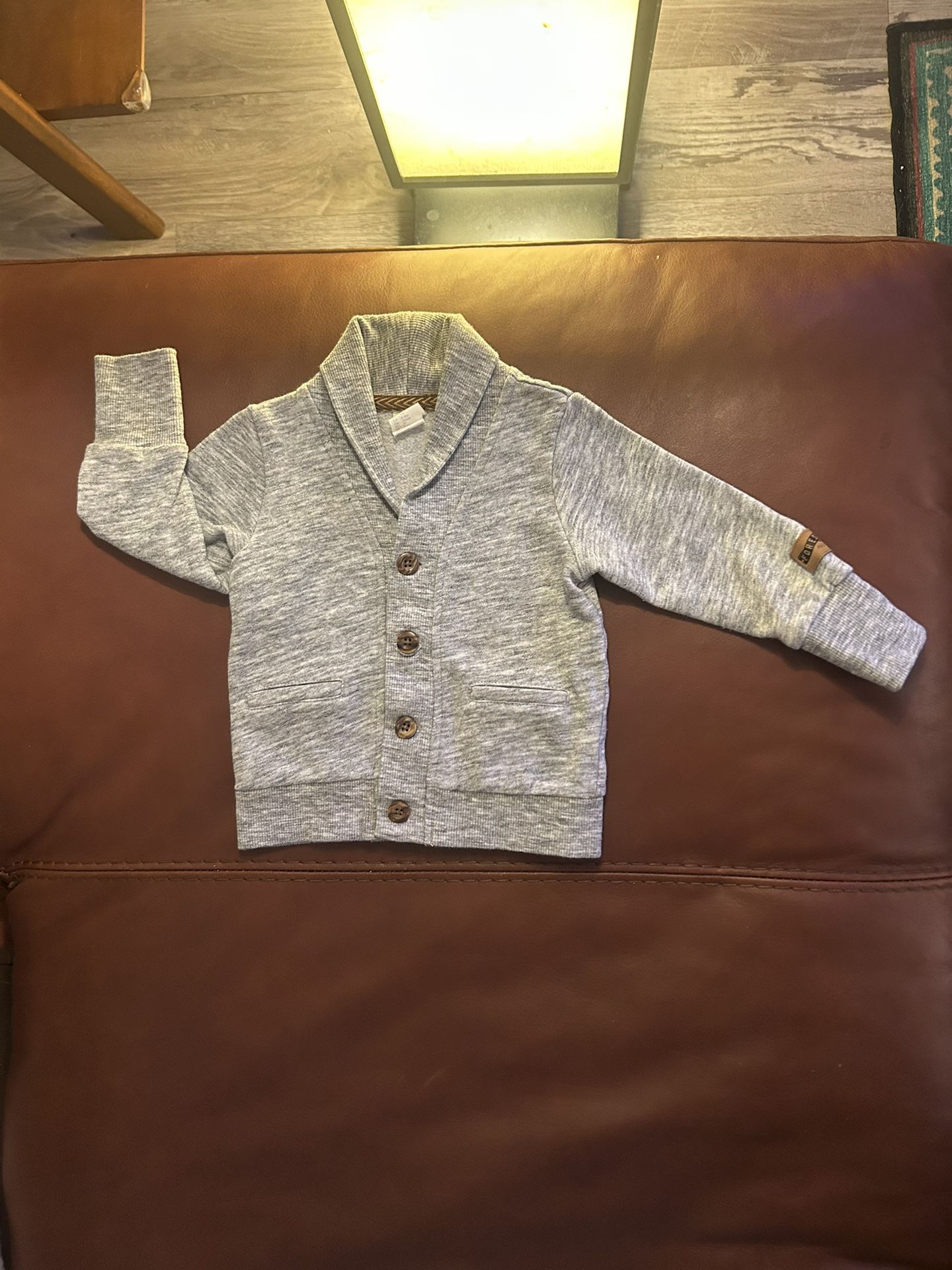 H&M Baby Marled Grey Shawl Collar Cardigan Sweater - Wood Buttons - [Size: 9 m]
