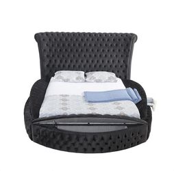 ⭐IN STOCK ⭐ Dior Charcoal Velvet Queen Storage Platform Bed
