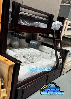 Twin Full Strong Pine Bunk Beds 🚚