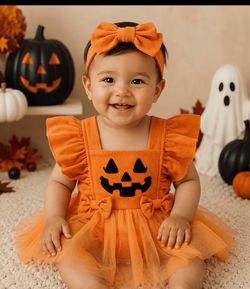 Baby Girl Halloween Pumpkin Tutu Dress Set