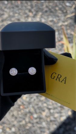 Moissanite Diamond Round Pave Earrings 6.5mm
