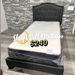 Twin Size Bed Frame With Pillow Top Mattress Included 